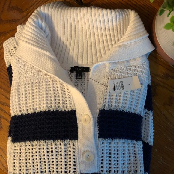 Talbots Blue and White Knit Sweater - Picture 2 of 3